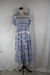 Sam Edelman Women&rsquo;s Mixed Paisley Print Dress Blue White Size M Maxi V-Neck NEW