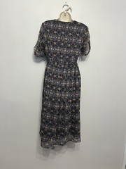 Object Blue Ruffle V Neck Button Up Lined Midi Dress UK 8/10