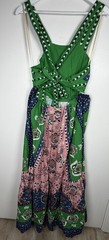 Farm Rio Cutout Colorful Linen Blend Halter Boho Festival Maxi Dress Medium NEW