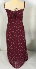 No Boundaries Dress Size M 8 to 10 Full Length Burgundy w Pink Flowers New w Tag