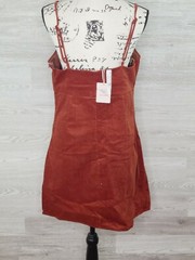 Lottie Moss Pacsun Women&rsquo;s Rust Corduroy Thin Strap Size Zip Dress Size XL New