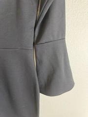 Lulus S Black Solid Boat Neck Mini Bodycon Dress Bell Long Sleeve Zip Stretch