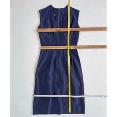 Vtg 60s Navy Blue Sleeveless Structured Sheath Dress / Mod Retro Minimal 10 XS/S