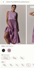DAILY PRACTICE By Anthropologie Bowline Midi Dress LARGE-NEW Mauve