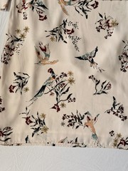 H&M Women Beige Floral Bird Shift Dress 3/4 Sleeve Size 6