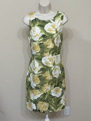 Premise Women’s Green Floral Print Sleeveless Round Neck A-Line Midi Dress 8