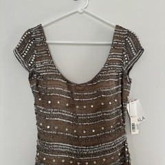 New SCALA Beaded Sequin 100% Silk Dress Size 6