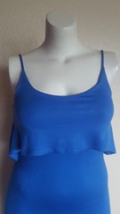 Destiny Platinum Knit Sleeveless Lampshade Royal Blue Maxi Dress Stretch S C032