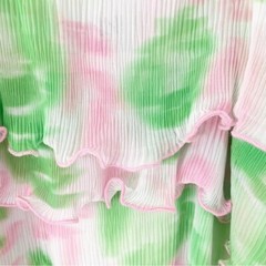 NWT Ganni Floral Pleated Layered Mini Dress Pink and Green Size S Retail $245