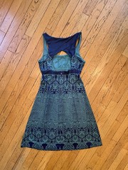 prAna Holly Dress XS Blue Green Geometric Scoop Neck Cut Out Stretch