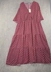 Kelummmi Polka Dot Maxi Dress Red Size US 26 Polyester Flowy Casual New W/Tags