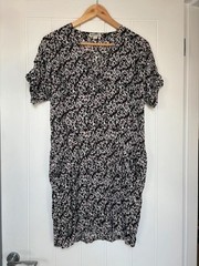 Whistles Black Pink & White Shift Dress with Pockets Size 10