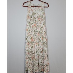 FRYE Sleeveless Floral Button Down Maxi Dress sz XS White Multicolor Cottagecore
