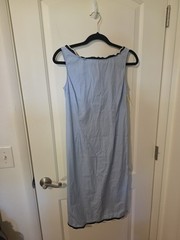 Miu Miu Light Blue Dark Trim Sleeveless Low Back Dress Size 44 Classic Coastal