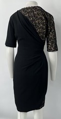 Max Mara ALTERED Black Embriodered Mesh+Asymmetric Draped Sheath Dress sz 8/S