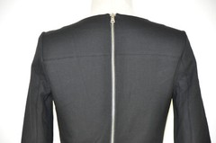 J CREW Black Jersey Structured Knit Silver Zipper Sheath Pencil Dress Women S M