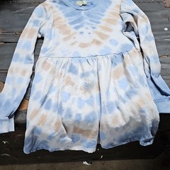 Ultra Flirt Tie Dye Knit A-Line Short Dress Women&rsquo;s S Blue/Beige Long Sleeve