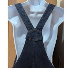 Wax Jean Womens Distressed Denim Overall Skirt Dark Wash Blue Size Large