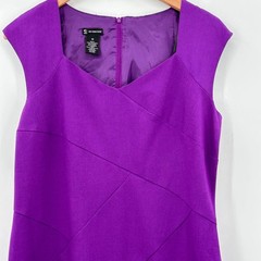 New Directions Purple Cap Sleeve Sheath Dress Womens Size 10 Asymmetrical Seams