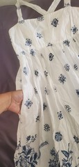 Gap Blue White Floral Fit & Flare Sundress Dress Pleated Hem Size 8 Vacation