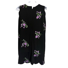 JONES STUDIO SIZE 18W BLACK EMBRIODERED PURPLE FLOWERS SCALLOPED MIDI DRESS NEW