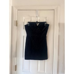 BCBGMAXAZRIA Velvet Mini Dress Black Strapless Cutout Sweetheart MD05D37-BLK 4