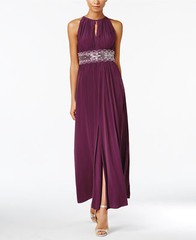 NWT- R&M Richards ~Size 12~ Beaded Sequined Keyhole Front-Slit Dress Bridal Z