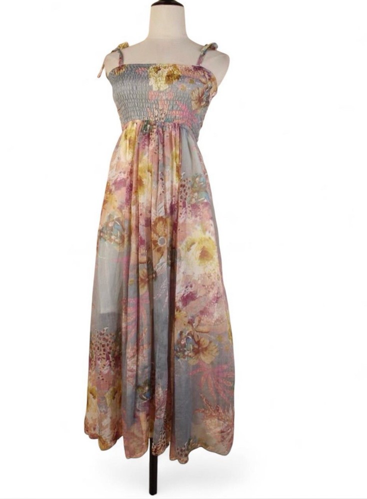 Vintage Hawaiian-Style Dreamy Garden Floral Maxi Dress