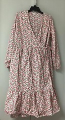 Glamorous Dress Size 10 Wrap 3/4 Sleeve Cherry Print Cotton V Neckline Cotton
