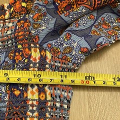 SCOOP NYC Patchwork Pattern Boho Smocked Dress 3/4 Sleeves Womens Size 0 – 2 XS