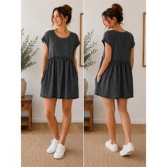 Three Bird Nest NWT Striped Mixed Print Babydoll Dress Oversized Boho Pockets L