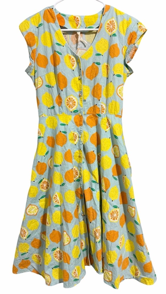 Teeberry & Weave Novelty Fruit Eclectic Art Flare Retro Dress Women’s Size Small