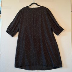 Loft Plus Black Clip Dot Shift Dress Womens 20 Scoop Neck 3/4 Puff Sleeve 500472