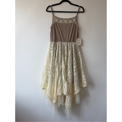 Altar&rsquo;d State Soft Taupe Lace-Trim Top