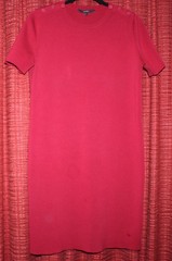Authentic GUCCI Red Knit Button Shoulder Shift Dress Cotton Blend, Size L