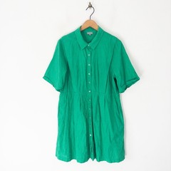 Oliver Bonas Embroidered Cotton Shirt Mini Dress Size 18 Green Intricate Summer