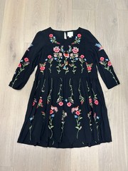 Maeve Anthropologie – Embroidered Tunic Boho Dress Black – Small