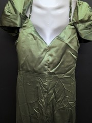 Lavetir Off The Shoulder Side Split Ruched Sheath Long Dress Size 6 Olive Green