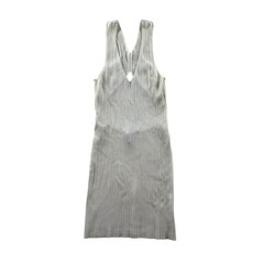 Michael Costello x Revolve Ribbed Cream Knit Dress XS V-Neck Open Back Bodycon