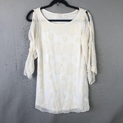 Feminine Dress Womens Small White Embroidered Coquette Romantic Party Bridal
