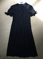 THEORY black Robbins Charm button up collared dress ecru lace trim Women’s 2