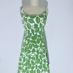 Nine West Corseted Coquette Cottagecore Leaf Print Size 2 Cotton Dress