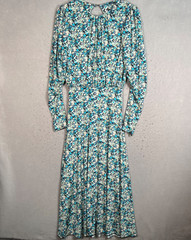 Rotate Birger Christensen Size 8 Floral Midi Dress Keyhole Detail Long Sleeves