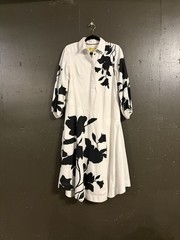 Maeve Jo Faulkner Black White Button-Front Asymmetrical Dress Woman’s X- Small