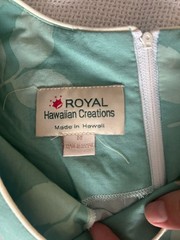 Royal Hawaiian Creations Sleveless Maxi Dress Blue Size Medium Side Slits Piping