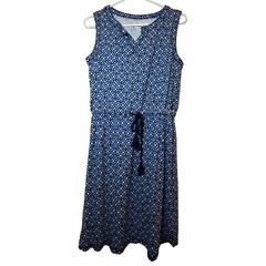 T By Talbots Blue Star Knit Midi Dress S Boho Preppy Cottagecore
