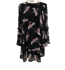 francescas MI AMI size XS Layered Boho Whimsigoth Flying Crane&rsquo;s Dress Black