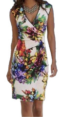size 16 Watercolor Floral Slimming Mock Wrap Dress by Monroe and Main new