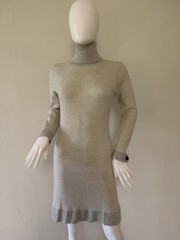 Peter Millar Plaid 100% Merino Wool Turtleneck Sweater Dress Gray& white US S