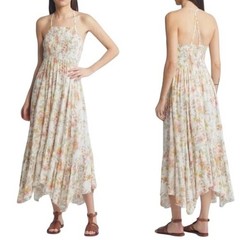 free people heat wave cream multicolor floral maxi dress $108 size large